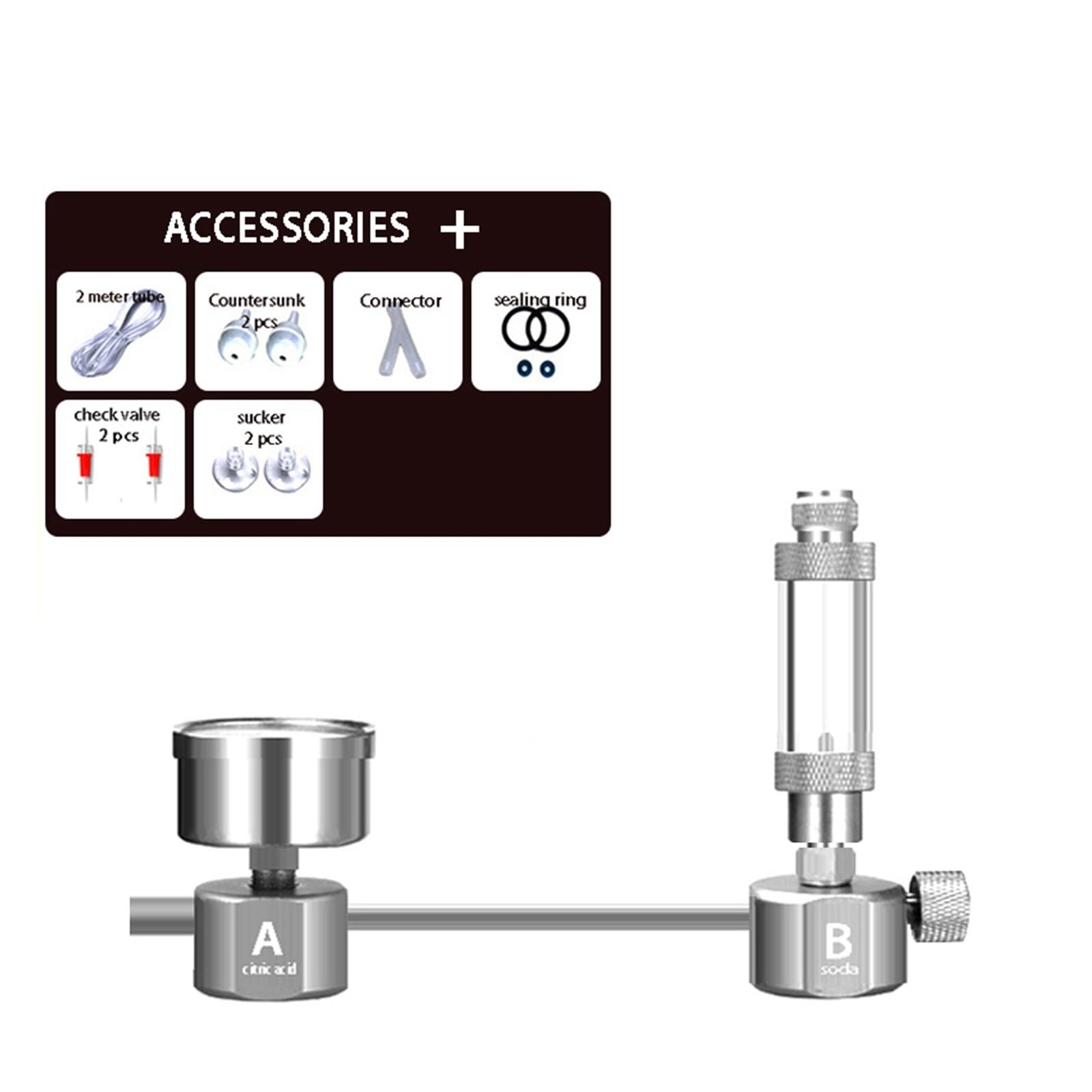 Générateur de CO2 DIY for Aquarium, diffuseur de Compteur de Bulles avec électrovanne, kit de réacteur de dioxyde de Carbone for Le contrôle des Plantes Aquatiques(B)