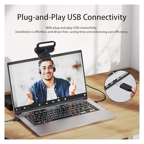 Webcam 4K avec éclairage LED d'appoint et cache de confidentialité pour PC - 7