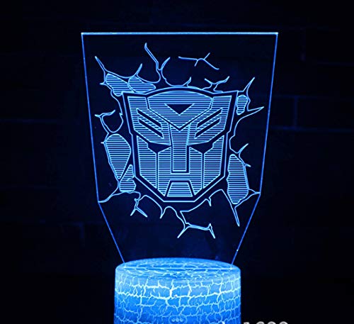 Robot De Voiture 3D Veilleuse 7 Couleurs Décoration De La Maison Lampe De Table Crack Base Led Tactile Lumière 3D Illusion Lumière
