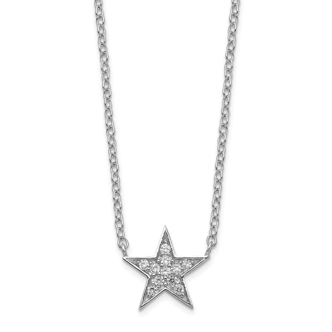 925 Sterling Silver Cubic Zirconia Cz Star Chain Necklace Pendant Charm Celestial Fine Jewelry For Women Gifts For Her