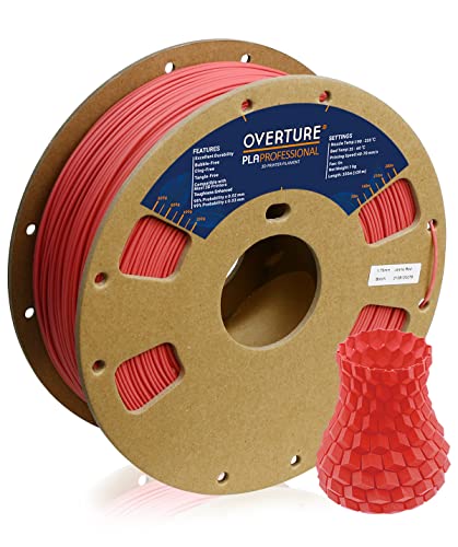 Overture PLA Plus (PLA+) Filament 1.75mm Toughness Enhanced PLA Roll, Premium PLA 1kg Spool (2.2lbs), Dimensional Accuracy +/- 0.05 mm (Jeans Red)