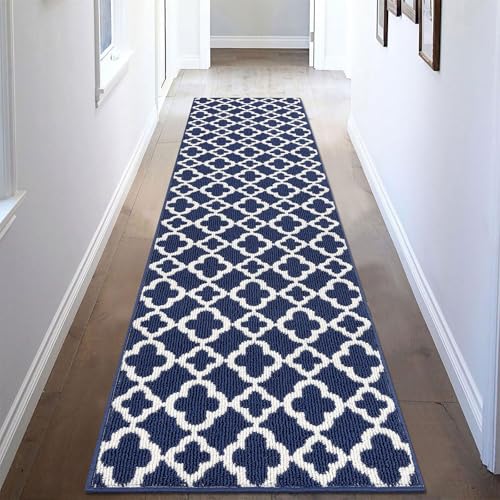 U'Artlines Runner Rug for Hallway 2×8feet Non Slip Kitchen Runners, Blue
