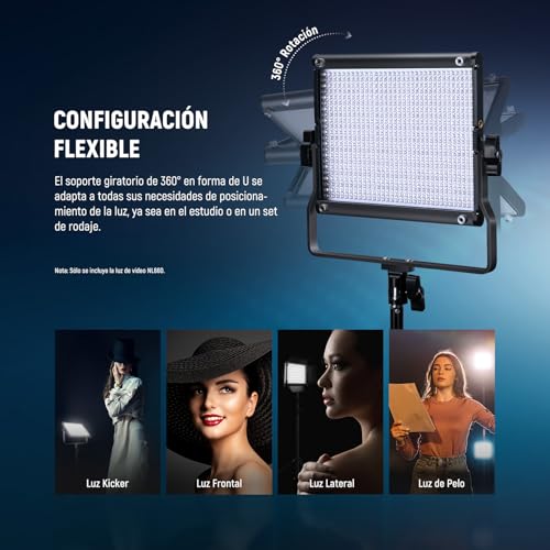 Luz LED video regulable CRI96+ Neewer de 3300lx con viseras para streaming y fotos 6