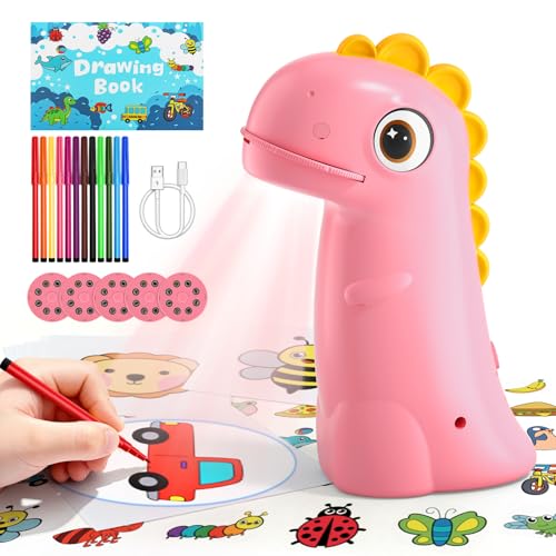 CS COSDDI Drawing Projector for Kids, Easter Baskets for Kids Rechargeable Dinosaur Projector, Easy...
