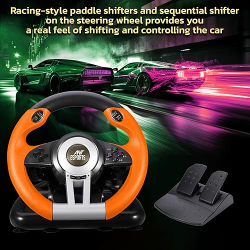 Image of Ant Esports GW V3 PC Steering Wheel 270 Degree Vibration Gaming Steering Wheel with Shifter and Pedal for PC, Xbox Series X|S, Xbox One.