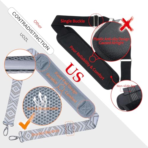 Image of 59 Inch Shoulder Straps, Soft with Ultra-Thick Fixed Shoulder Pad, Two Way Independently Adjustable Buckle Replacement Straps for Laptop Bag Messenger Bag Tool Bag Luggage,Grey Black