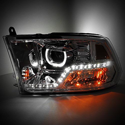AKKON - For [Angel Eye] 2009 2010-2018 Dodge Ram 1500 2500 3500 LED Projector Diamond Chrome Headlights Headlamp