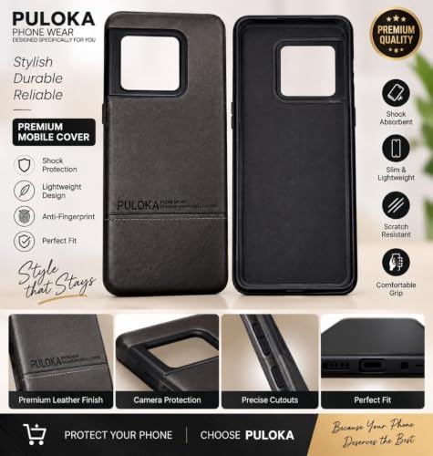 Image of PU Leather Phone Case for one Plus 10 pro 5g with Stitching Detail, Dark Brown
