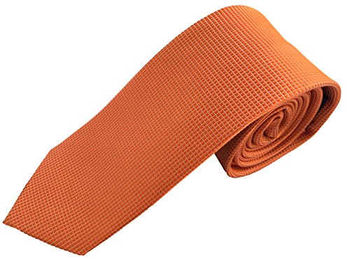 Pietro Baldini - Corbatas de hombre - corbata structura lujosa de cuadros - corbatas de hombre finas - Elegante lujosa structura de corbata en 100% seda - Fabricacion artesanal (Naranja)