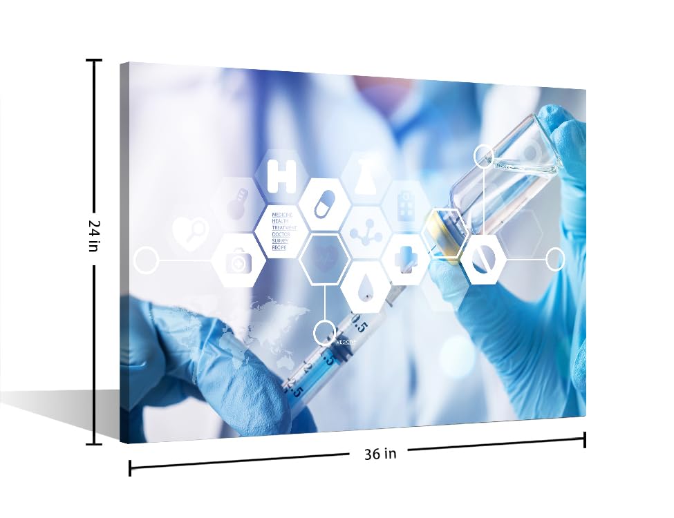 Image of TUMOVO Wall Decor Clinical Laboratory Artwork Wall Art Home Decor Medical Examination Wall Decor for Living Room 1 Pieces Laboratory Contemporary Home Decor Framed Ready to Hang, 24 inch Wx36 H