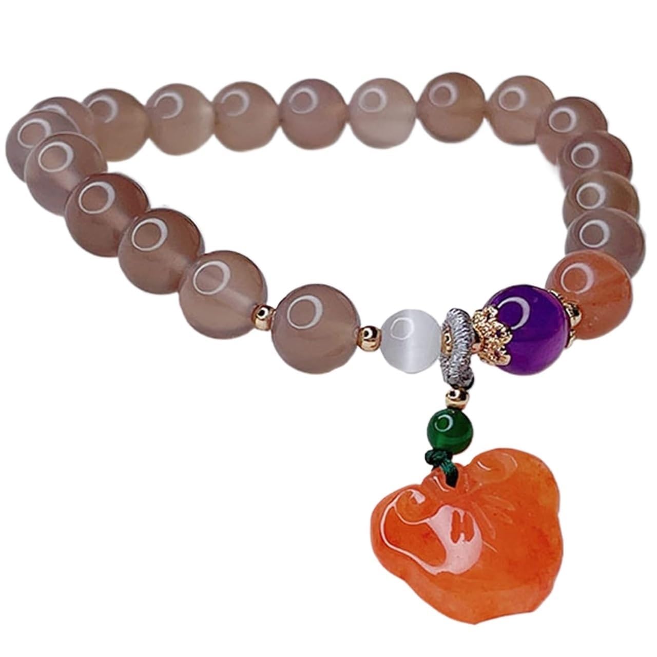 Nzpost Grey Crystal Bracelet,Agate Bracelet,Ruyi Jade Bracelet B Crystal Bead Reiki Bracelet Authentic Gem Fo