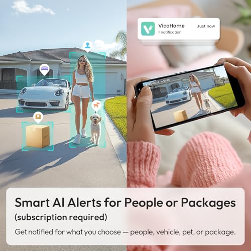 Belleye 2K HD Battery Doorbell Camera Wireless with Ring Chime, Smart Video Doorbell with Two-Way Talk, Secure Cloud Storage, AI Detection and Instant Alerts, Night Vision, Compatible with Alexa