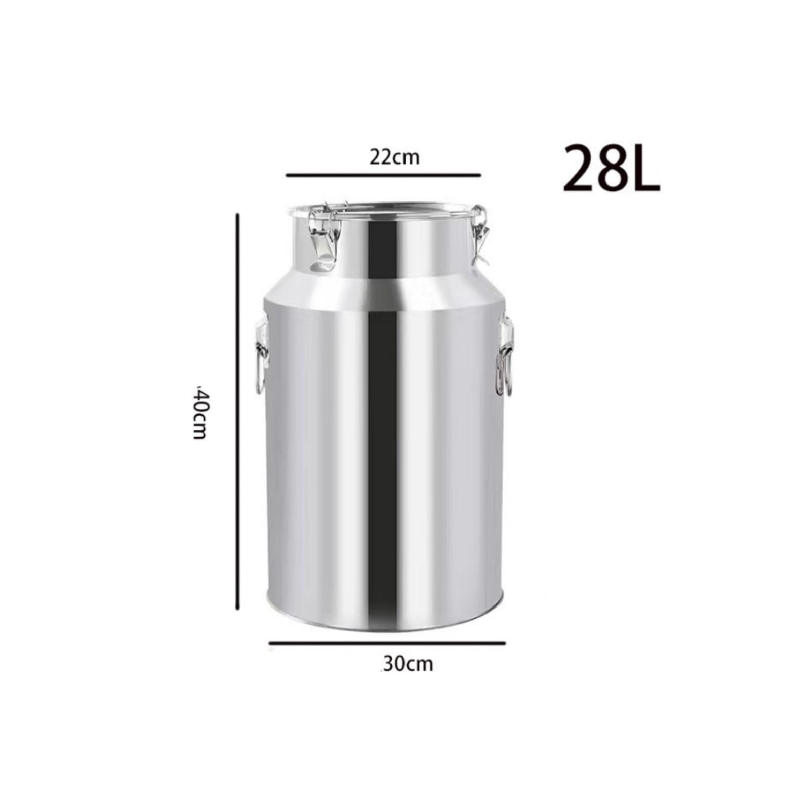 rostfrei Edelstahlbehält | Luftdicht, auslaufsich, Edelstahl mit Bügelvschluss, für ratskamm, Küche, Gastronomie, Hobbyköche, 28L, Flachboden