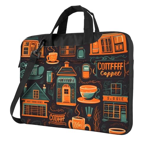 Coffee House Laptop Bag, Vintage Laptop Case Sleeve Women Men Messenger Shoulder Bag Briefcases 15.6 Inch