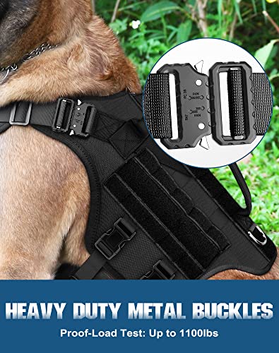 Image of PETNANNY Tactical Dog Harness - No-Pull Service Vest for Large Breeds, with Hook & Loop Patch Panel & MOLLE System | Padded Handle for Walking, Hiking & Training (Black,XL)