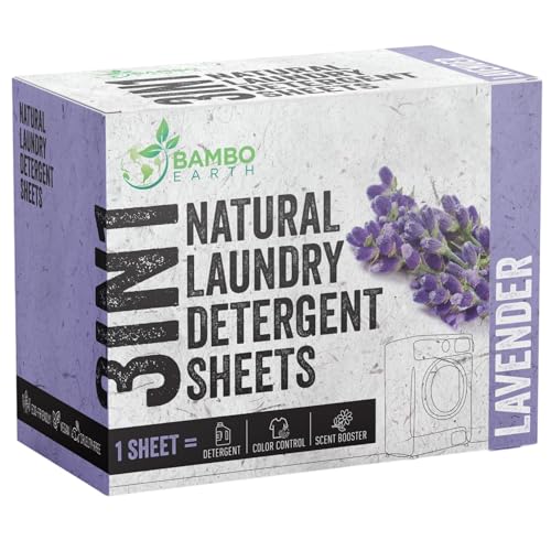 60 Loads Natural Laundry Detergent Sheets - All Natural Biodegradable And Dissolvable Washing Machine Dry Soap Laundry Detergent Strips, Mess Free, Eco Friendly, 30 Sheet Pack (Calm Lavender)