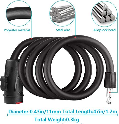 Tang Yuan Antifurto per bicicletta, cavo a spirale...