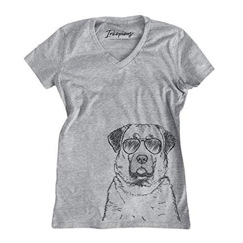 Aviator Loca The Anatolian Shepherd Dog Women's Triblend T-Shirt Modern Fit V-Neck Large Grey