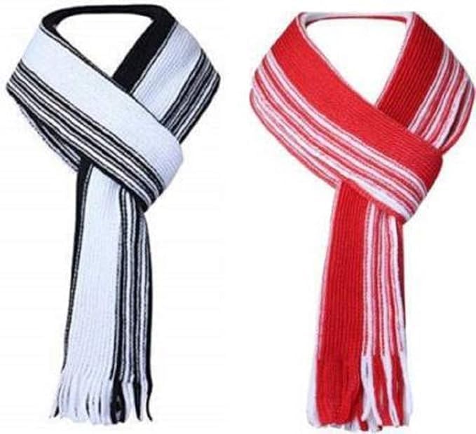 Stylish Warm Winter Wear Acrylic Woolen lightweight Checkered Striped Muffler/Scarf//Stole/Shawl Warn Soft for Snow For Men & Women| Boy's and Girl's Combo Pack (2, Red)-image-40