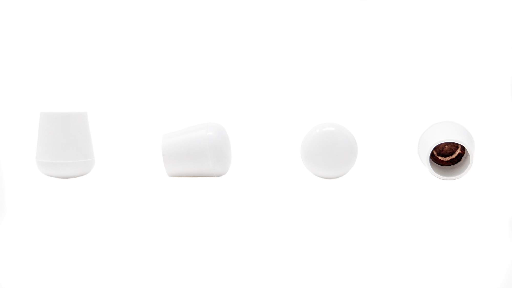 13mm Rubber Feet, White Tube End Caps, Pack of 24 Ferrules for Furniture & Chair Legs - Made in Germany (See Second Image for Ordering Guide)