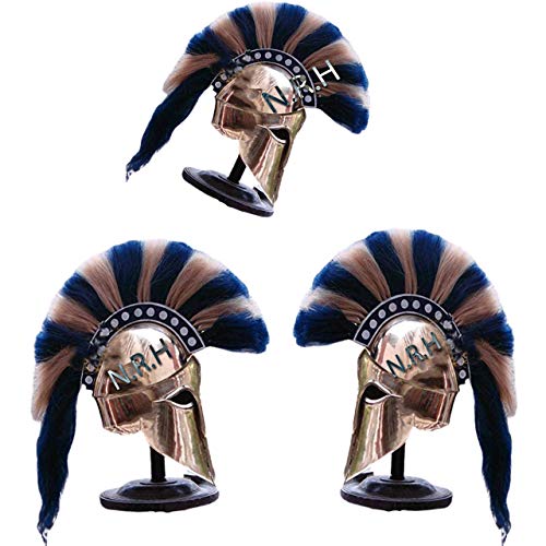 Casque romain grec corinthien médiéval avec support bois pour armure ancienne