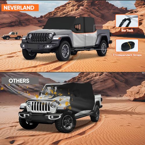 Image of Cab Cover for Jeep Gladiator JT 2019-2026 - All Weather Waterproof Gladiator Half Car Cover,Outdoor Jeep Cab Cover Rain Covers for Sun Snow UV Protection with Door Zipper Windproof Straps