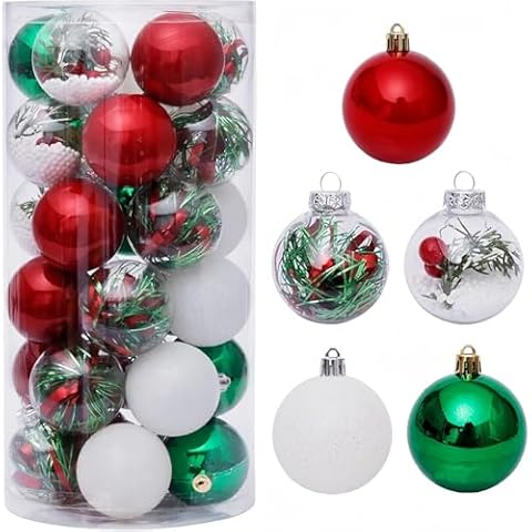 KAHEIGN 30Pcs Shatterproof Christmas Baubles Cover