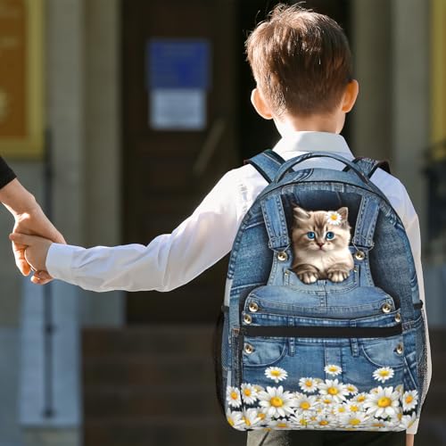 Cute Cats Backpack For Teen Girls Boys,Canvas Animals Bookbags For Schools Kids Backpacks For Girls In Preschool Kindergarten Elementary School Kawaii School Backpacks4