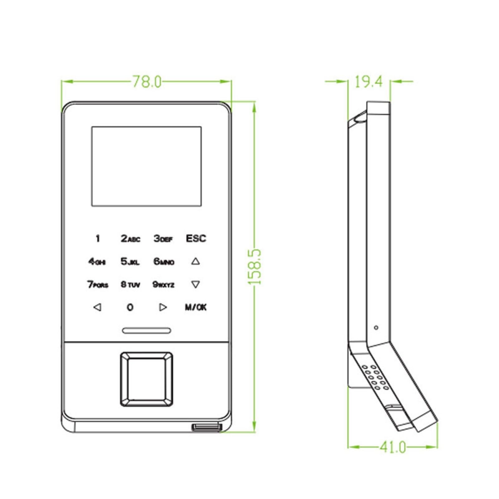 Reloj de tiempo Máquina de tiempo de asistencia F22 TCP/IP USB de control de acceso de entrada de huellas dactilares pantalla a Color lector de tarjetas opcional para pequeñas empresas y oficinas(F22