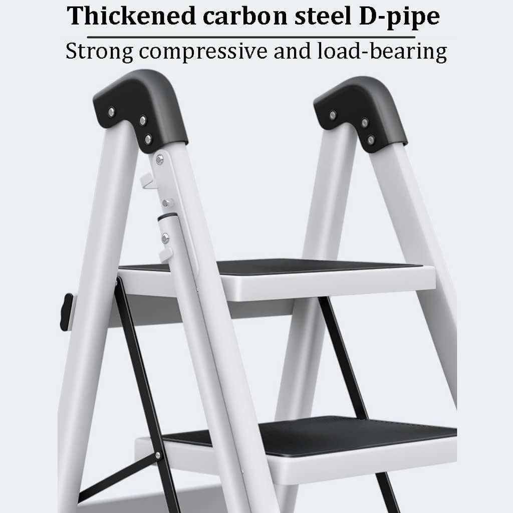 Step Ladder Folding Step Stool Extension Ladder Folding Ladder With Handrails Small Step Ladder With Wide Pedals Multipurpose Step Ladders 330lb Folding Ladder Telescoping Ladder ( Color : White , Siz