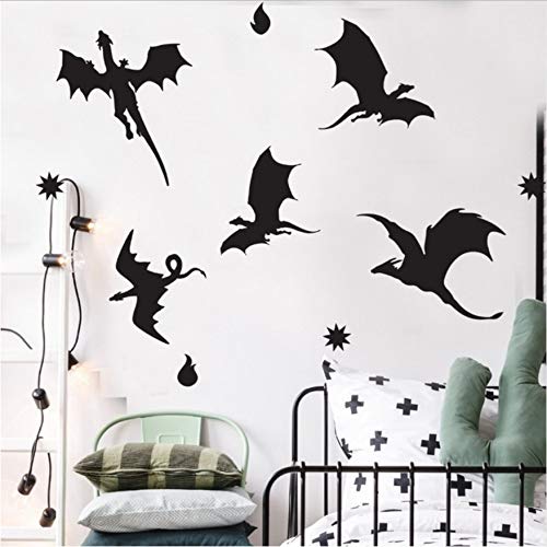 Wall Sticker Dragon Silhouette Wall Dinosaur Forest Theme Children Decoration Dragon Birds PVC Wallpaper Animal Mural