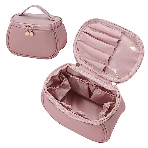 Cosmetic Bags, Makeup Bag Multipartition Easy to Carry Large Capacity for Women Teen Girls for Travel Camp Work Going Out (Pink)