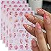 Pink Flower Nail Art Stickers Spring Blossom Flowers Nail Stickers 4PCS Golden Edge Flower Petals 3D Self-Adhesive Nail Decals Manicure Supplies for Women Spring Valentines DIY Nail Art Decorations
