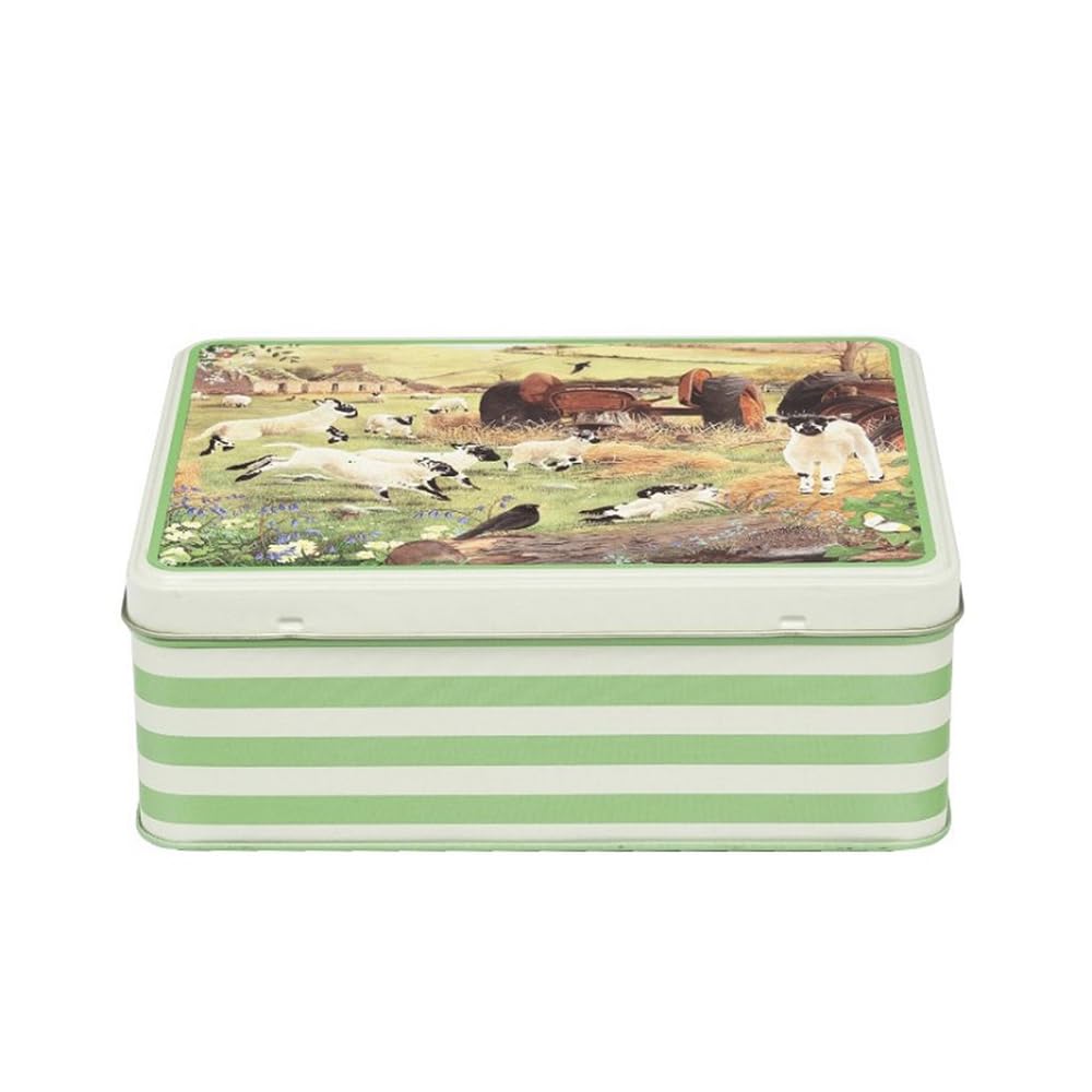 elitetins Tracy Hall - Wolly Jumpers Sheep Lambs - Deep Rectangular Tin - 195 x 154 x 75mm