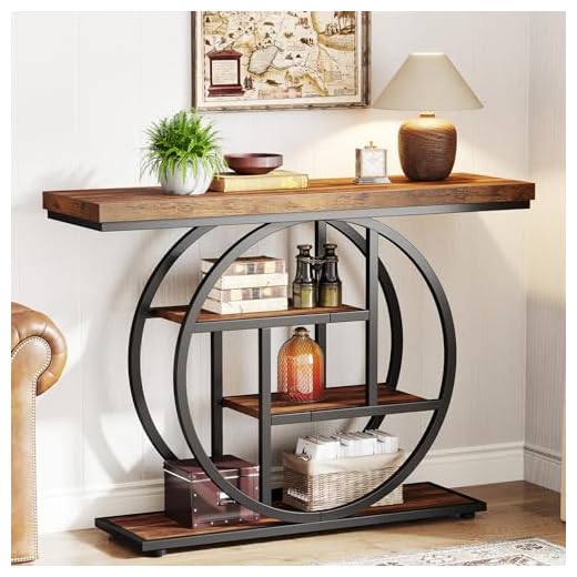 Industrial Circle Base Console Table