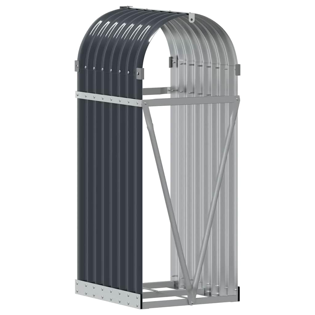 Cesta de madera antracita de acero galvanizado, 40 x 45 x 100 cm, para chimenea, estantería de leña, soporte para almacenamiento de almacenamiento, chimenea, horno, terraza, jardín