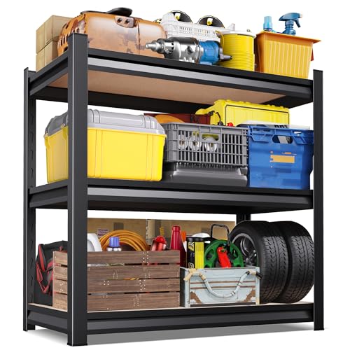Image of Heavy Duty Metal Garage Shelving Unit 33.5 inch Hx35.4 Wx15.7 D, Black