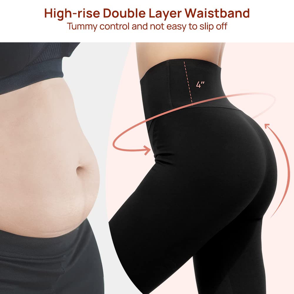 AKASO High Waisted Workout Leggings Yoga Pants Black Large