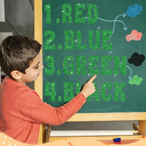 Image of Bulletin Board Letters 74 PCS Glitter Letter Stickers Large 5 Inch, Green | 12 Sheets,Alphabet Number Stickers,Self-Adhesive,Sticker Letters for Poster Board,Classroom,Display,Mailbox,Craft,Party Decor