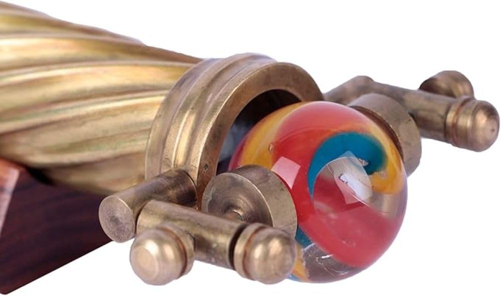 Marblescope - Caleidoscopio in ottone con biglie di vetro intercambiabili, include espositore in legno duro, un regalo premuroso per il collezionista esigente