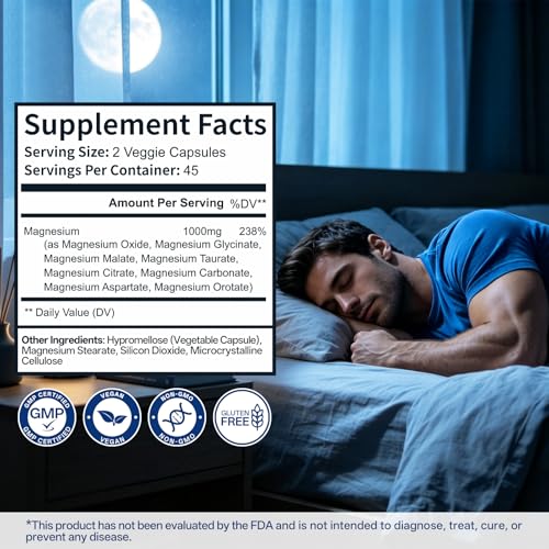 Image of 8 in 1 Magnesium Complex 1000mg for Women and Men - Highly Absorbable Magnesium Supplement Supports Muscle Relaxation Sleep & Energy | NSF Certified, GMP, Gluten Free, Vegan