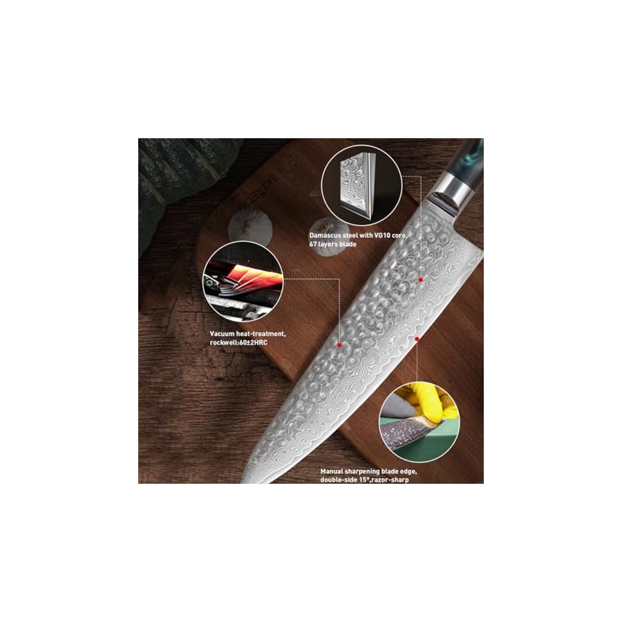 Kitchen-Knife-Set-13-Piece-Professional-Damascus-Chef-KnivesSharp-High-Carbon-Stainless-Steel-BladeVG10-73-Layers-Full-Tang-Deluxe-Blue-Resin-Handle-Damascus-Steel-Knife-SetGift-Box Kitchen Knife Set 13 Piece Professional Damascus Chef Knives,Sharp High Carbon Stainless Steel Blade,VG10 73 Layers, Full Tang Deluxe Blue Resin Handle Damascus Steel Knife Set,Gift Box