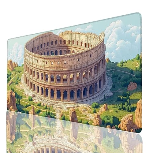 Alfombrilla Ratón xxl 1200 x 600 x 3mm Colorblanco Alfombrilla Escritorio Grande, Mousepad Coliseo con Bordes Cosidos, Desk Pad Impermeable para Oficio Mesa Gaming Protector Escritorio, Regalo 251-GYL