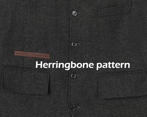 SOLOVEDRESS Men's Vintage Suit Vest Wool Sleeveless Waistcoat Tweed For Wedding Groomsmen4