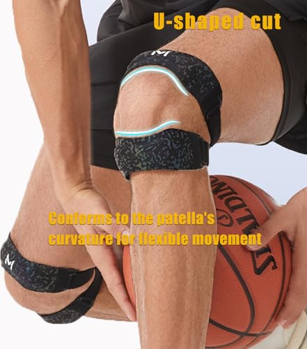 Image of 2 Pack Patella Knee Brace with Gel Pads,Adjustable Patellar Tendon Support Strap for Women and Men,Knee Pain Relief for Tennis,Running,Workout (Colorful patella knee brace, One Size)
