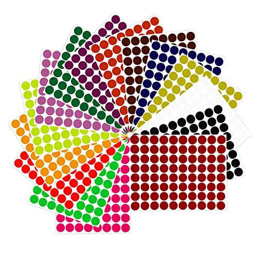 Royal Green Color Coding Labels In 15 Colors Round Stickers, Custom Circle Blank Labels For Easy Organizing Labels, Jars, Supplies, Boxes, Inventory For Office & Home - 15 Sheets, 1/2 Inch, 1200 #TOP22