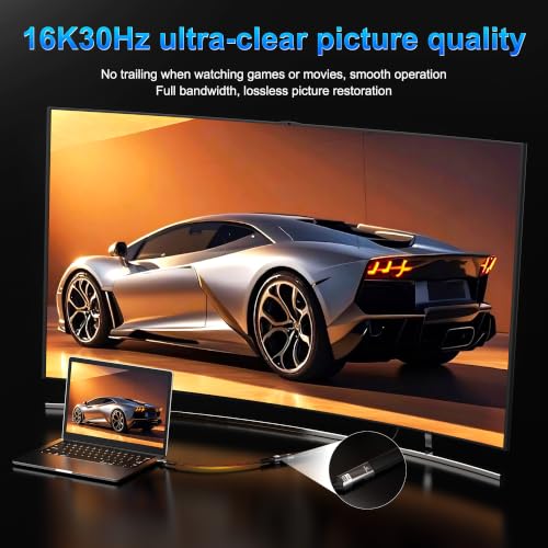 Cable de video USB-C a DisplayPort 2.1 Thunderbolt 4 con soporte 16K 60Hz y 8K 120Hz M/F 7