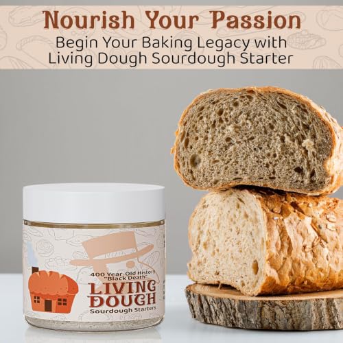 Image of Living Dough - 400 Year Old History Black Death Sourdough Starter Culture - Active & Live Organic Sourdough Starter for Baking - For Artisan Bread, Pizza Dough, Waffles & More