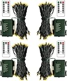 ZAIYW Battery Operated String Lights 4 Pack 16.5Ft 50LED String Lights with Remote Control 8 Modes Timer Christmas Lights Green Wire for Outdoor Garden Party Garlands Xmas Tree Decor (Warm White)