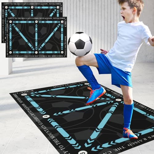 2PCS Soccer Training Equipment, Soccer Training Mat, Footstep Training Mat Improve Strength Agility & Coordination, Non-Slip Silent Football Skill Training Mat for All Levels All Ages, Xmas Gifts (L)